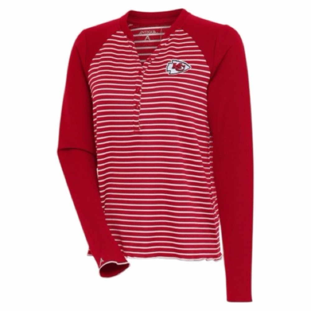 NWT Kansas City Chiefs Antigua Red Maverick Long Sleeve Henley T-Shirt Size 2XL